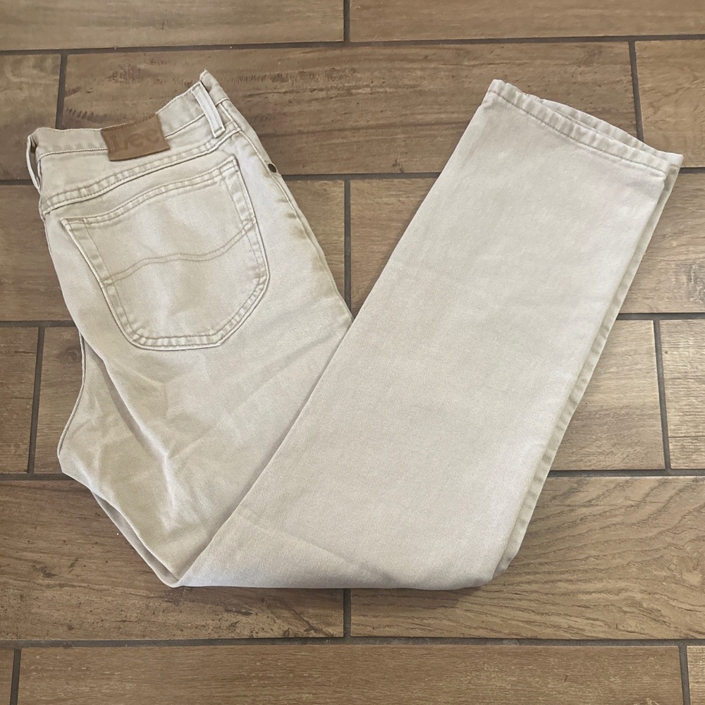 Lee Jeans Mens 33x32 Tan Khaki Excellent Straight Leg 100% Cotton Denim